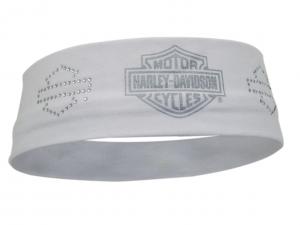 Serre-tête Harley-Davidson, barre de cristal et bouclier, blanc