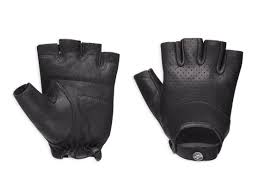 Harley-Davidson perforated snap leather gloves women's black