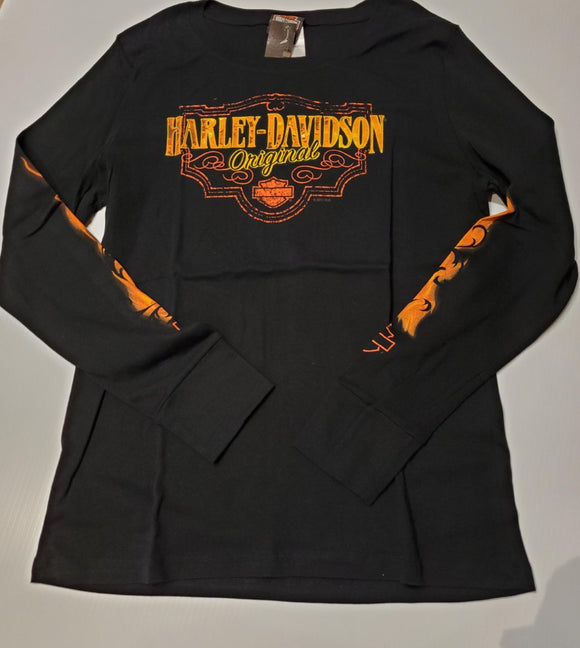 Harley-Davidson original flame ladies L/S black