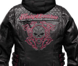 Harley-Davidson scroll skull 3 in 1 leather jacket women's black