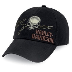 Harley-Davidson skull with chain baseball cap men's black