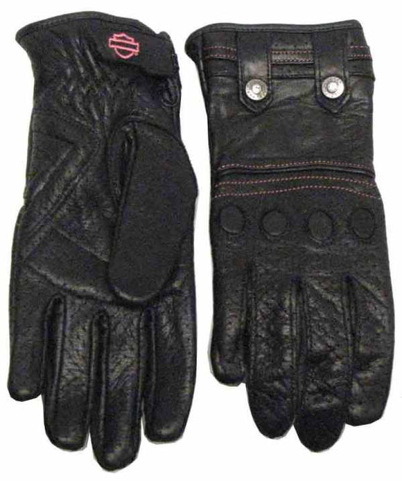 Harley-Davidson perforated lthr f-finger glove women's