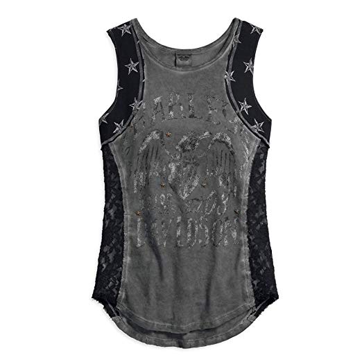 Harley-Davidson lace inset tank women's castor grey