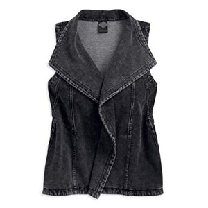 Harley-Davidson look knit biker vest women's black