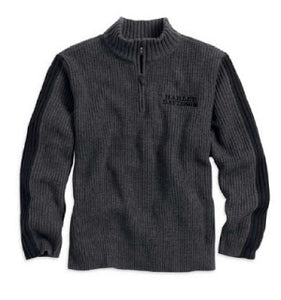 Harley-Davidson sweater-L/S, 1/4 zip nov del men's charcoal