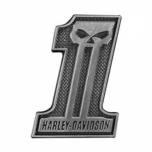 Harley-Davidson pin  #1 skull antique silver finish, flat head