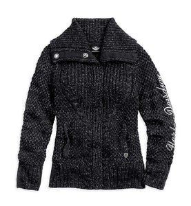 Harley-Davidson sweater-shawl collar women's black