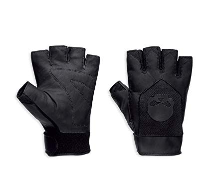 Harley-Davidson layton leather/mesh fingerless gloves men's black