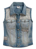 Harley-Davidson vest crochet accented women's blue