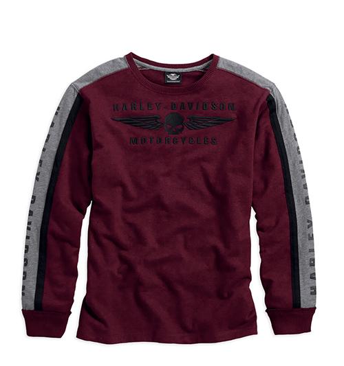 Harley-Davidson knit-L/S clr block nov del/men's burgundy