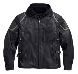 Veste en cuir Harley-Davidson, combustion interne, noir mat pour hommes