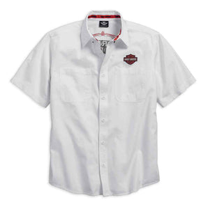 Harley-Davidson pinstripe flames shirt men's white