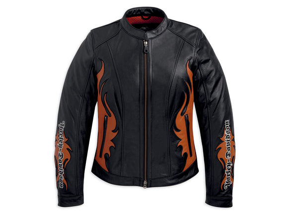 Harley-Davidson wild flames leather jacket women's black