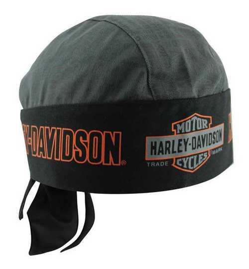 Bandeau Harley-Davidson, barre et bouclier nostalgiques gris et noir