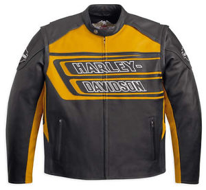 Harley-Davidson marker leather jacket men's golden yellow