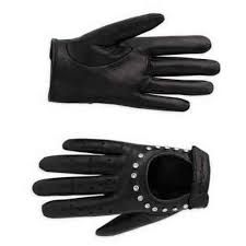 Harley-Davidson shimmer f/finger leather glove women's black