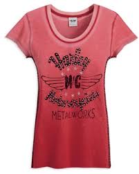 Harley-Davidson tee-S/S with wash, novelty women's berry