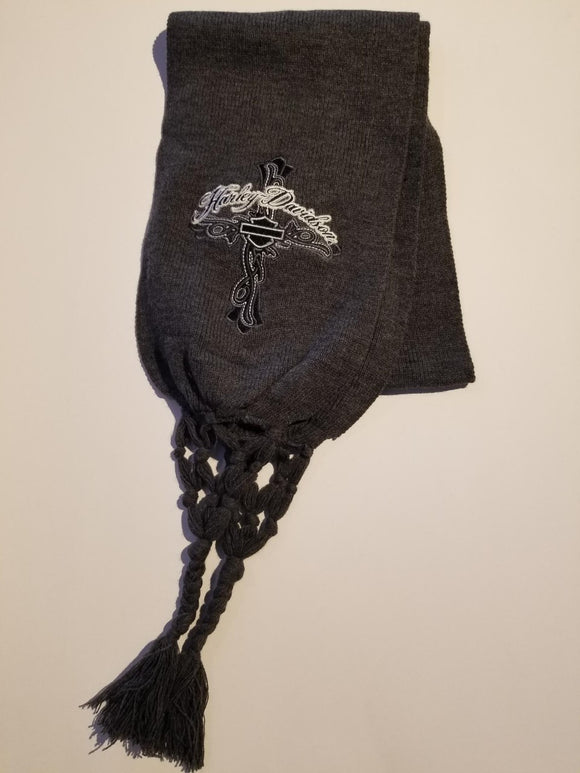 Écharpe en tricot Harley-Davidson, barre et bouclier cross ombre noire pour femme