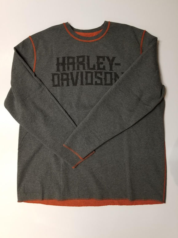 Harley-Davidson crew-L/S, réversible, BBG pour hommes, vintage orange