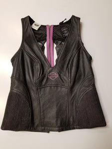 Harley-Davidson vest-night angel, perf, LTHR women's black