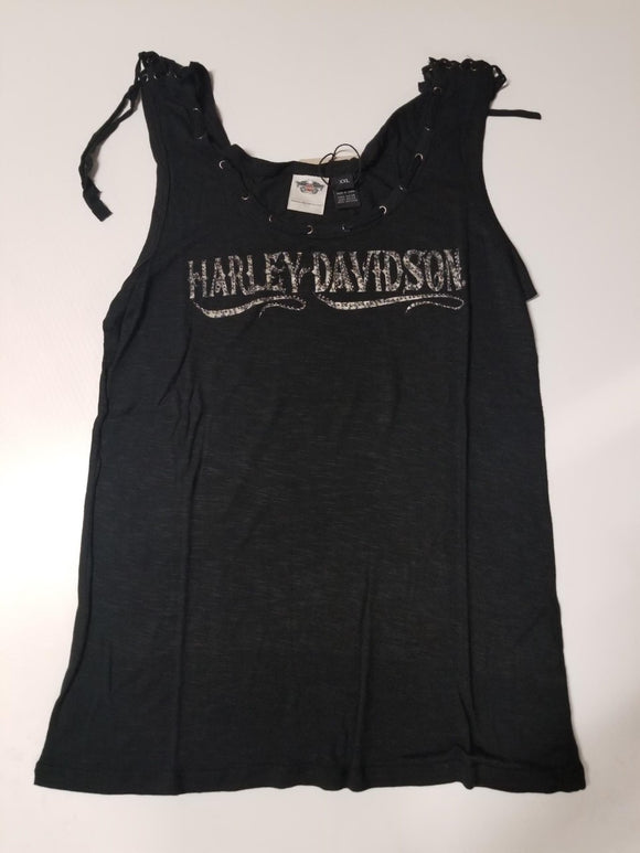 Harley-Davidson laced shoulder tank women's black
