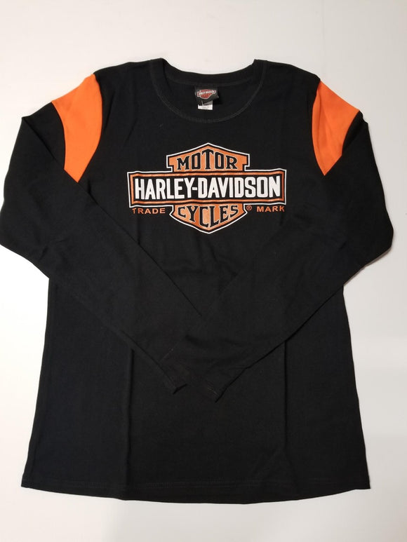 Harley-Davidson old school L/S T w/inserts black/orange
