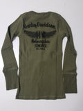 Harley-Davidson tee-L/S rib henley W/graphic women's dark olive