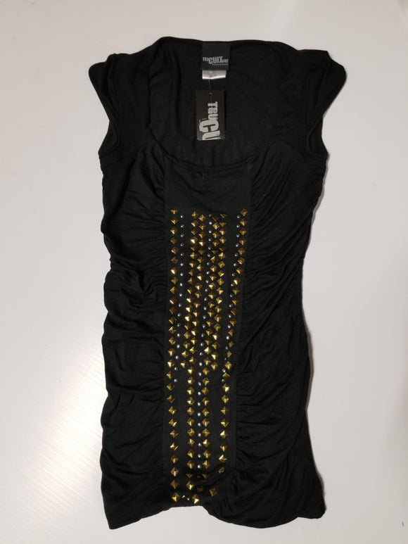 Tru Culture studded corset top black